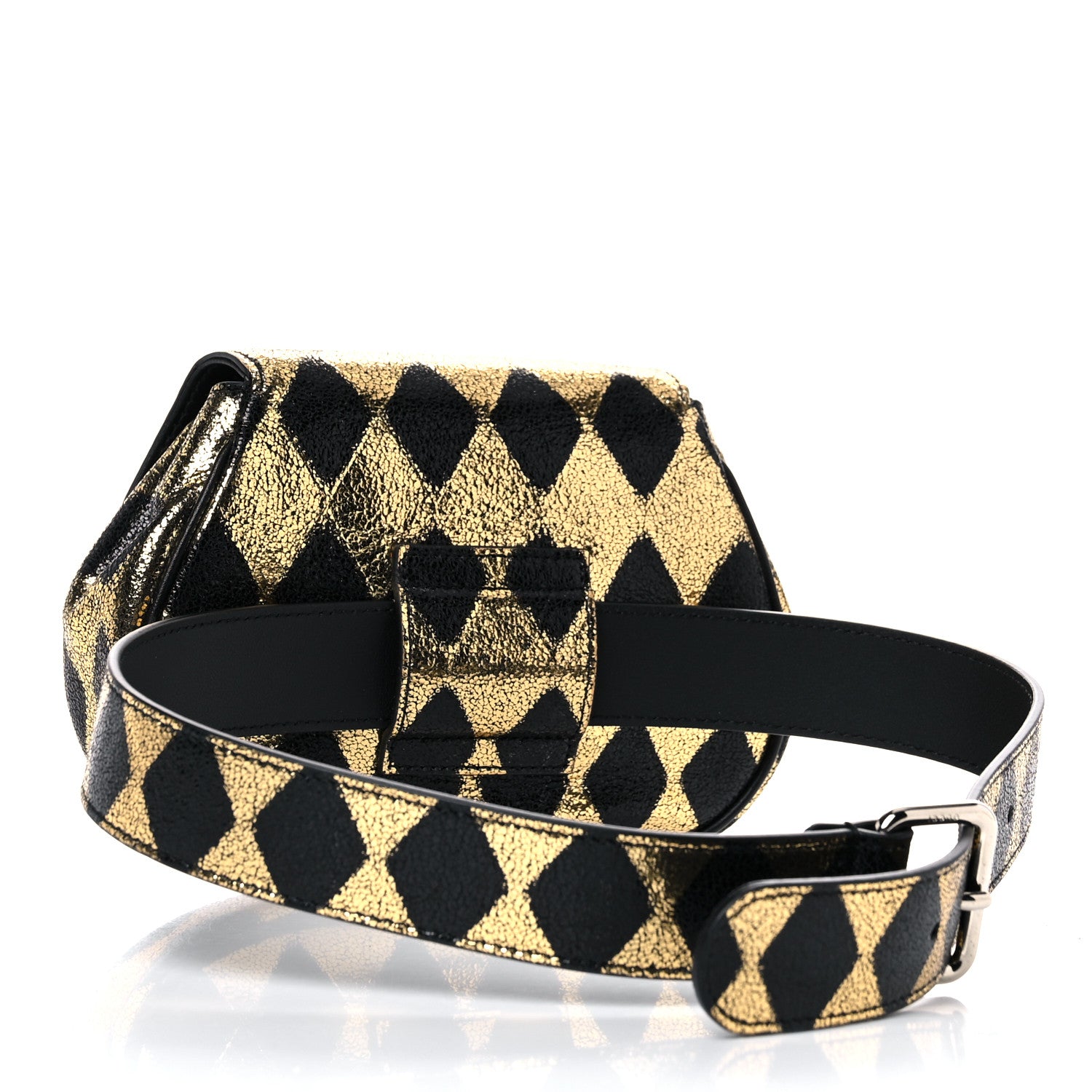 Gucci Metallic Cracked Calfskin Belt Bag Gold Black 3 of 13
