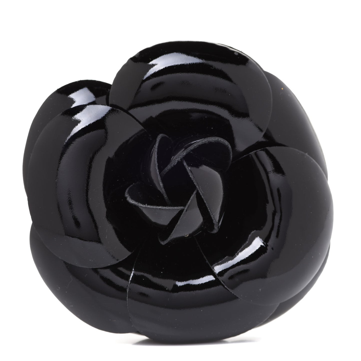 Patent Camellia Brooch Black