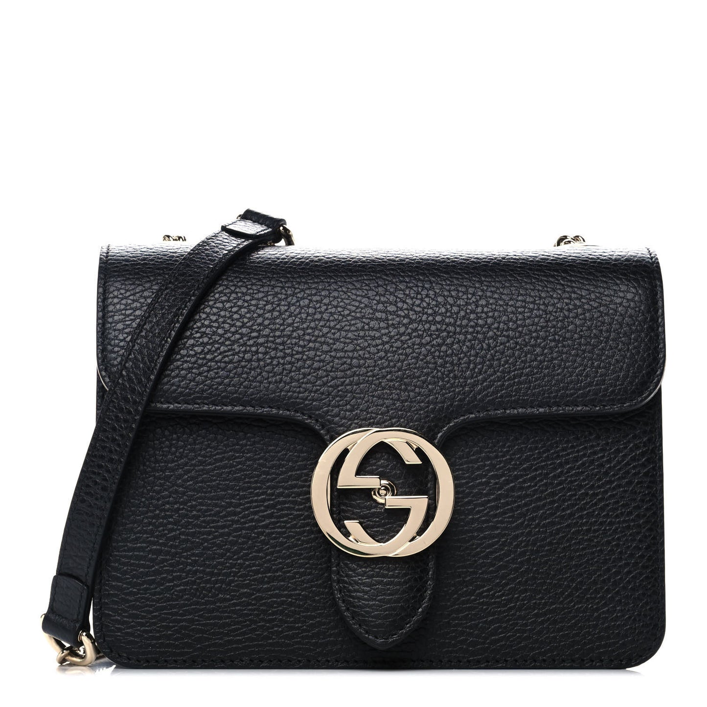 Dollar Calfskin Small Interlocking G Shoulder Bag Black