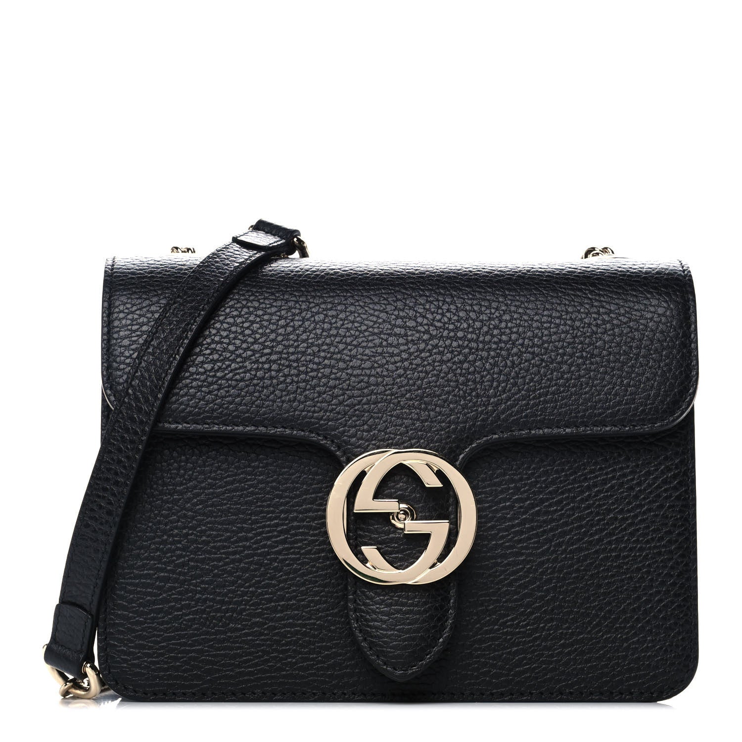 Gucci Dollar Calfskin Small Interlocking G Shoulder Bag Black 1 of 11