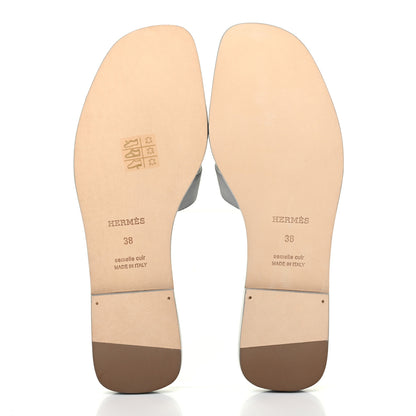 Hermes Epsom Oran Sandals 38 Bleu Glacier 5 of 10