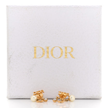 Christian Dior Pearl Crystal Dio(r)evolution Earrings Aged Gold 5 of 5