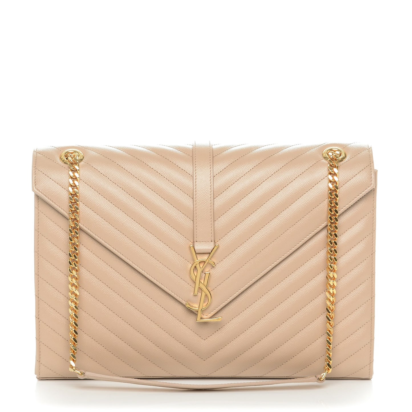 Grain De Poudre Matelasse Chevron Large Monogram Satchel Dark Beige