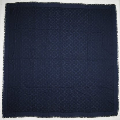 Louis Vuitton Wool Silk Monogram Shawl Blue Nuit 3 of 5