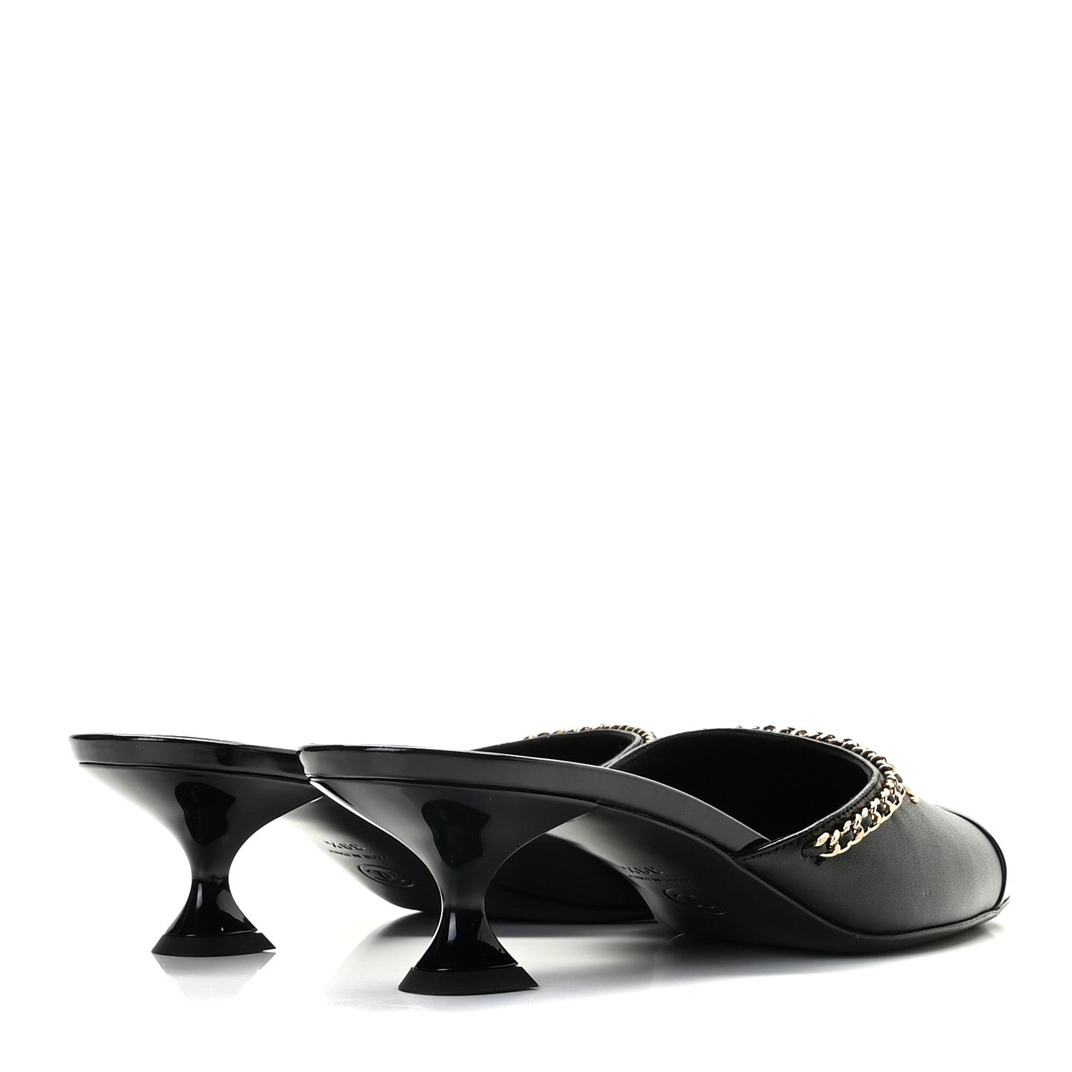 Chanel Lambskin Patent Chain CC Mules 39.5 Black 3 of 11