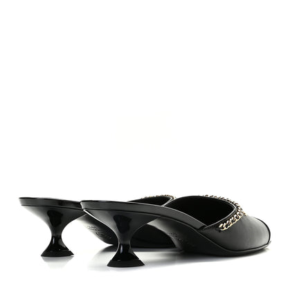 Chanel Lambskin Patent Chain CC Mules 39.5 Black 3 of 11