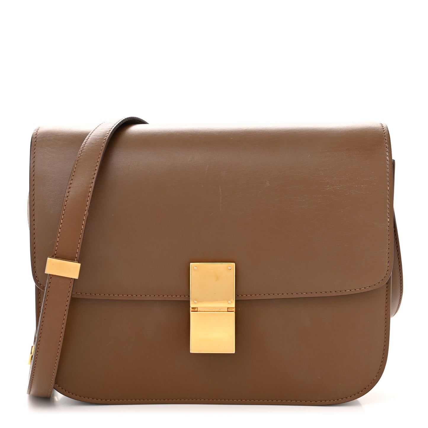 Box Calfskin Medium Classic Box Flap Bag Camel