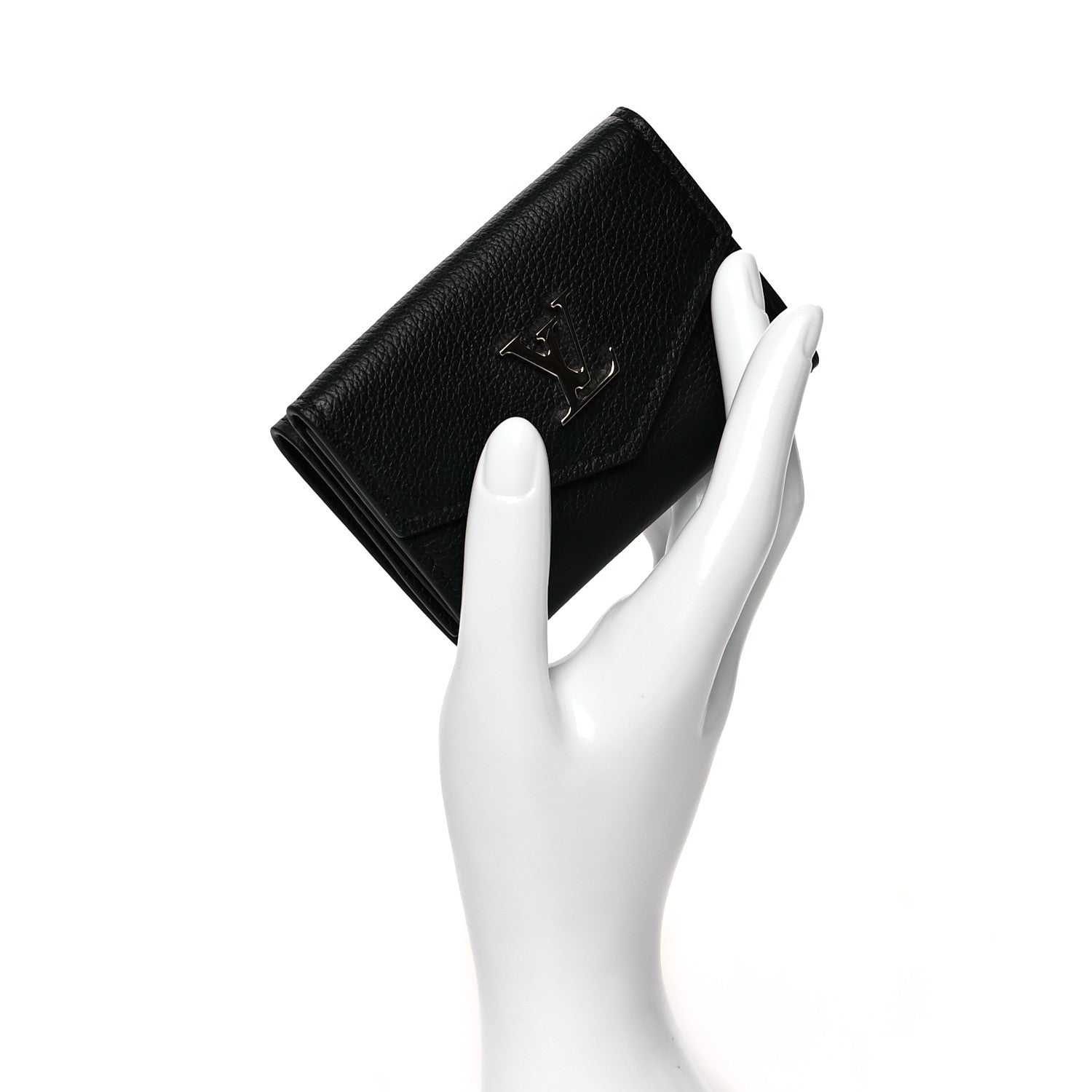 Louis Vuitton Soft Calfskin My Lockme Compact Wallet Black 2 of 9