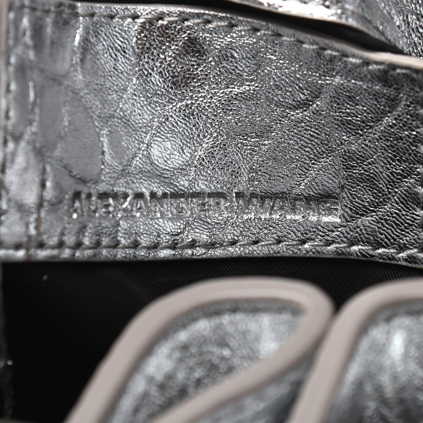 Metallic Pebbled Lambskin Diego Bucket Bag Rhodium Hardware Silver