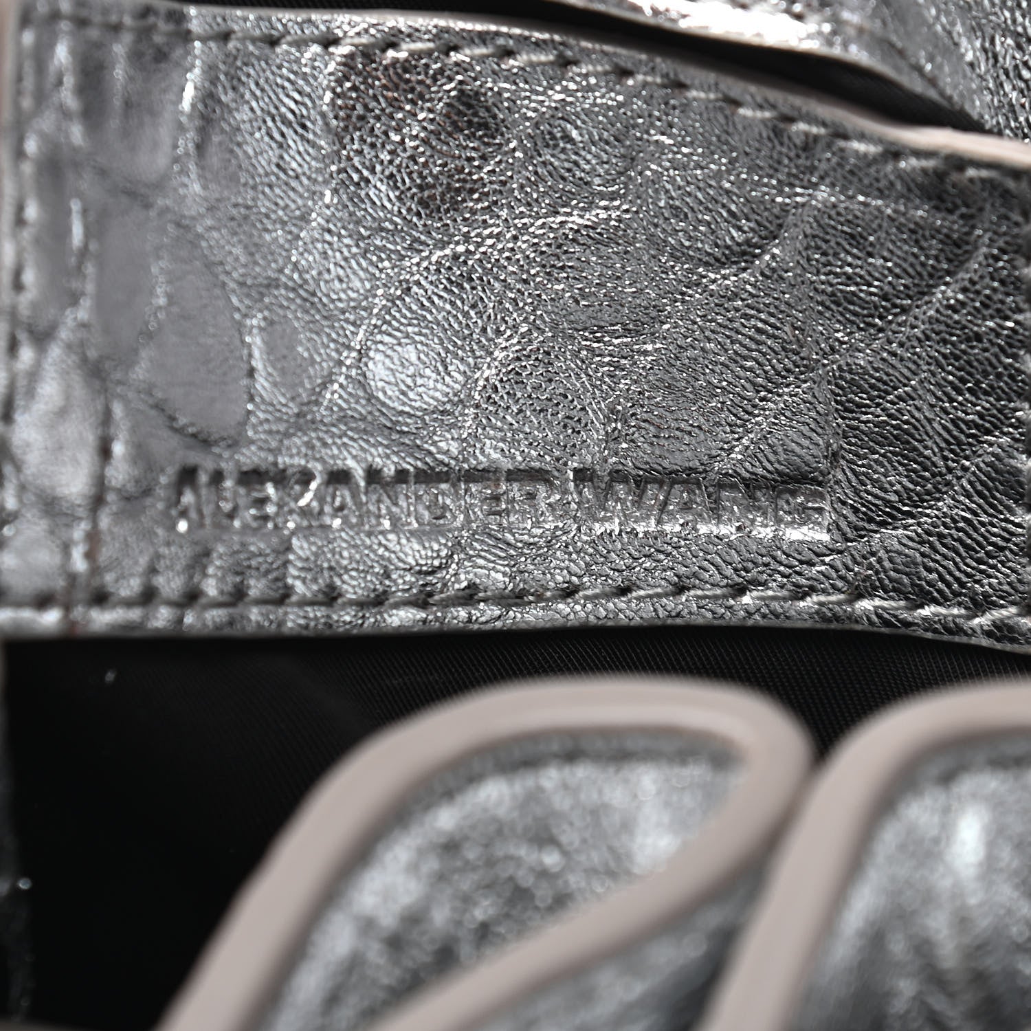 Alexander Wang Metallic Pebbled Lambskin Diego Bucket Bag Rhodium Hardware Silver 6 of 8