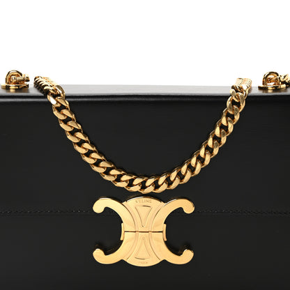 Celine Shiny Calfskin Triomphe Chain Box Bag Black 7 of 9