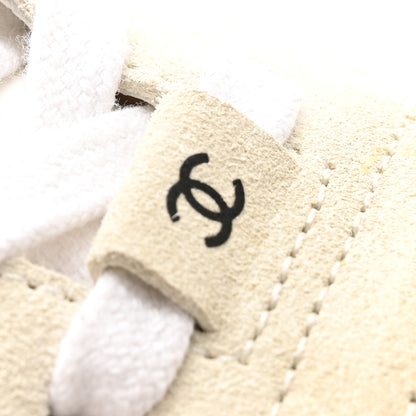 Chanel Suede Calfskin Fabric CC Sneakers 39.5 White 24 of 28