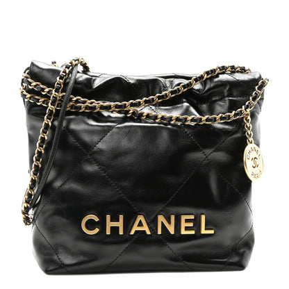 Chanel Shiny Calfskin Quilted Mini Chanel 22 Black 1 of 11