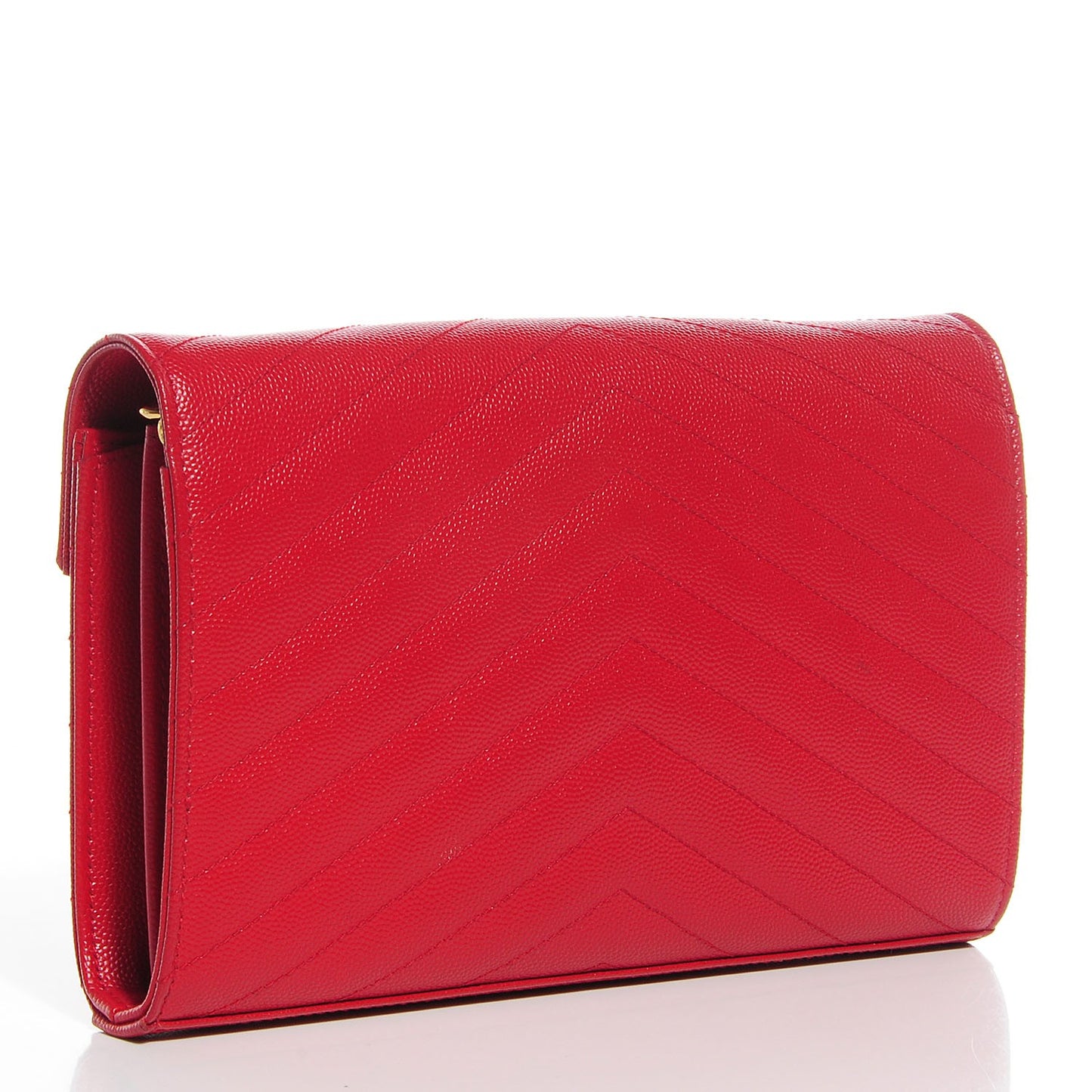 Grain De Poudre Matelasse Chevron Monogram Chain Wallet Red