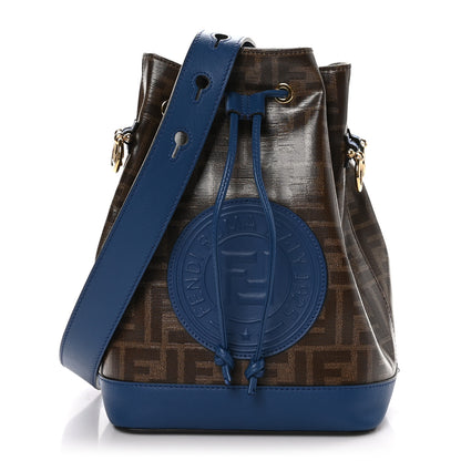 Fendi Glazed Fabric Vitello Grace F is Fendi FF 1974 Stamp Patch Grande Mon Tresor Bucket Bag Mogano Panna Iris 1 of 12