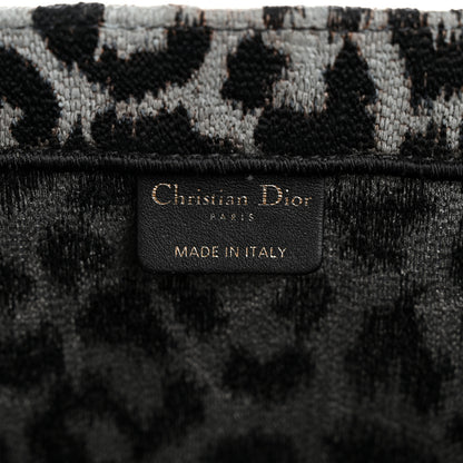 Christian Dior Canvas Mizza Embroidered Large Leopard Book Tote Grey 6 of 13