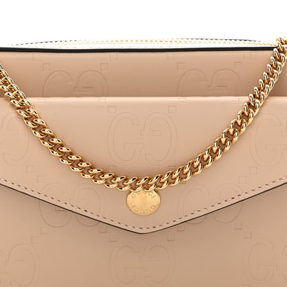 Gucci Calfskin GG Super Mini Debossed Chain Wallet Light Beige 8 of 10