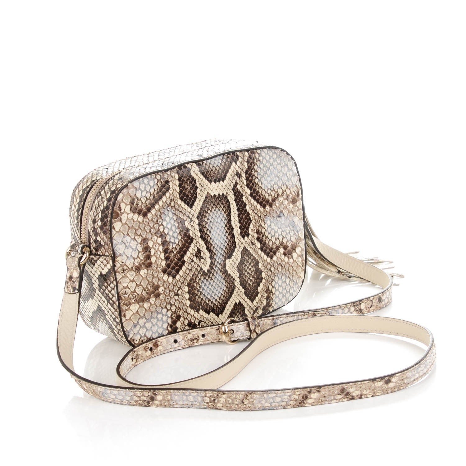 Gucci Python Small Soho Disco Bag Off White Nut Brown Beige 3 of 7