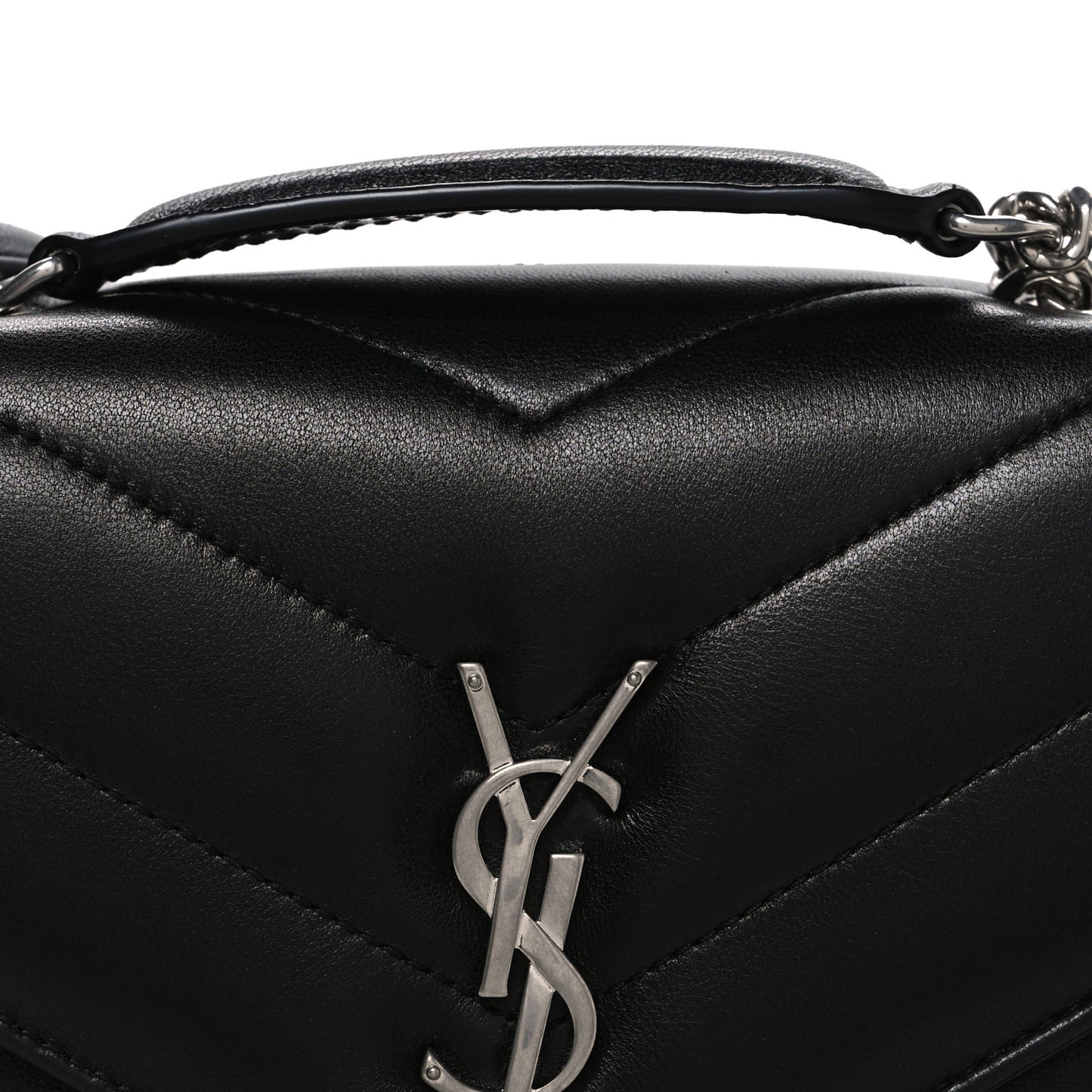 Lambskin Chevron Quilted Small LouLou Black