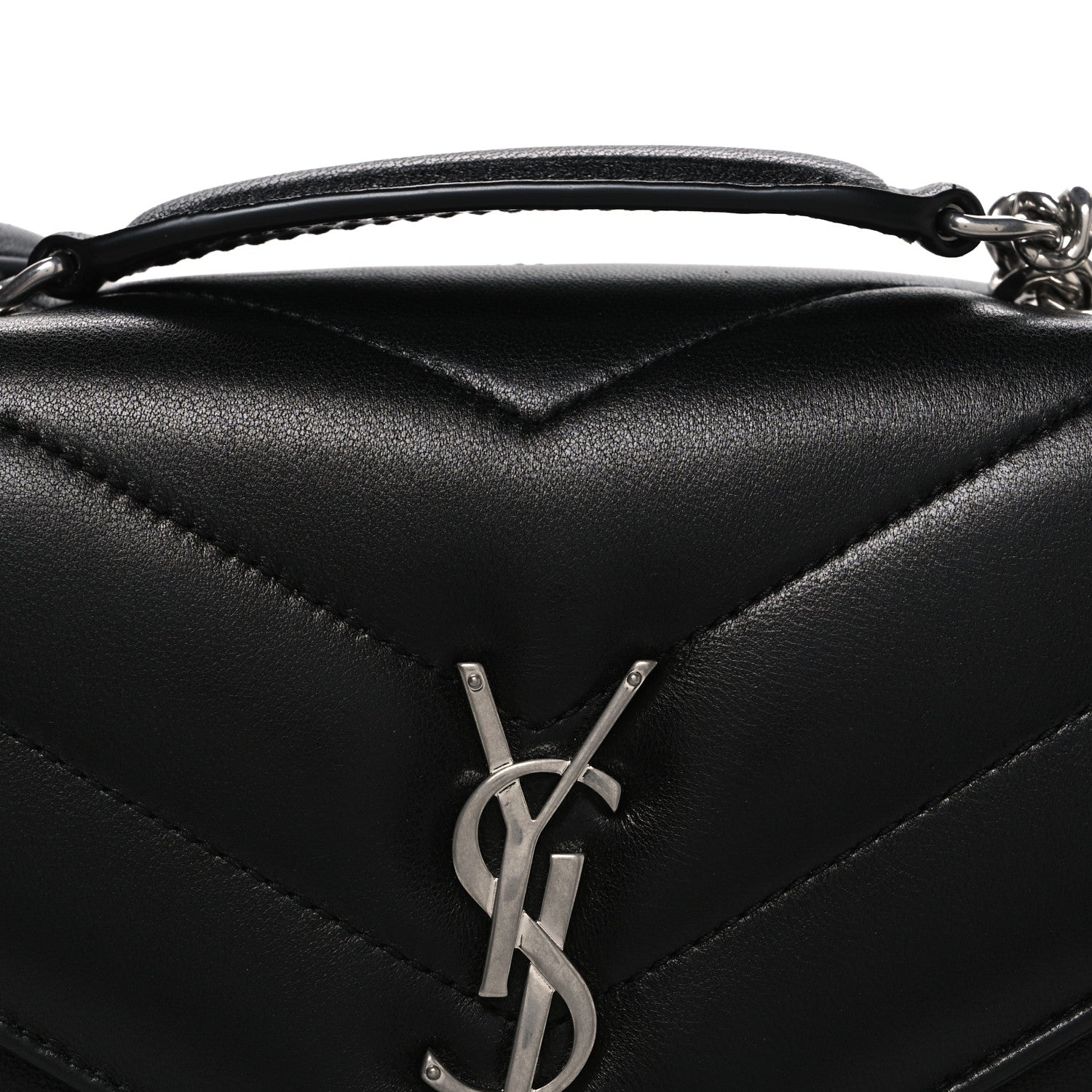 Saint Laurent Lambskin Chevron Quilted Small LouLou Black 9 of 11