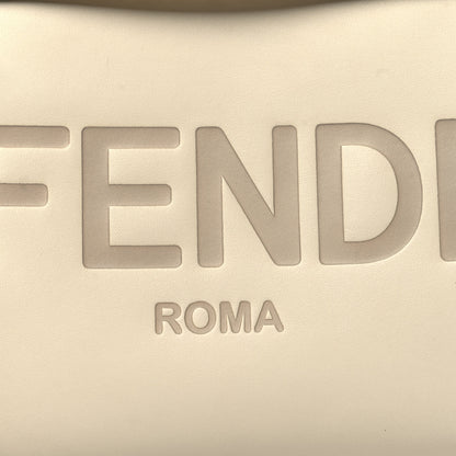 Fendi Vitello King Logo Embossed Medium By The Way Boston Bag White Ice 9 of 15