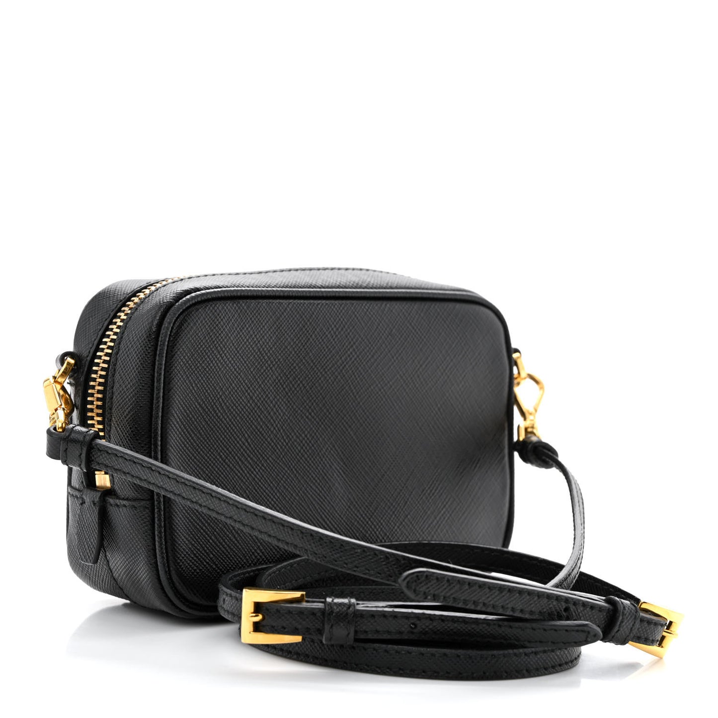 Saffiano Mini Camera Crossbody Bag Black