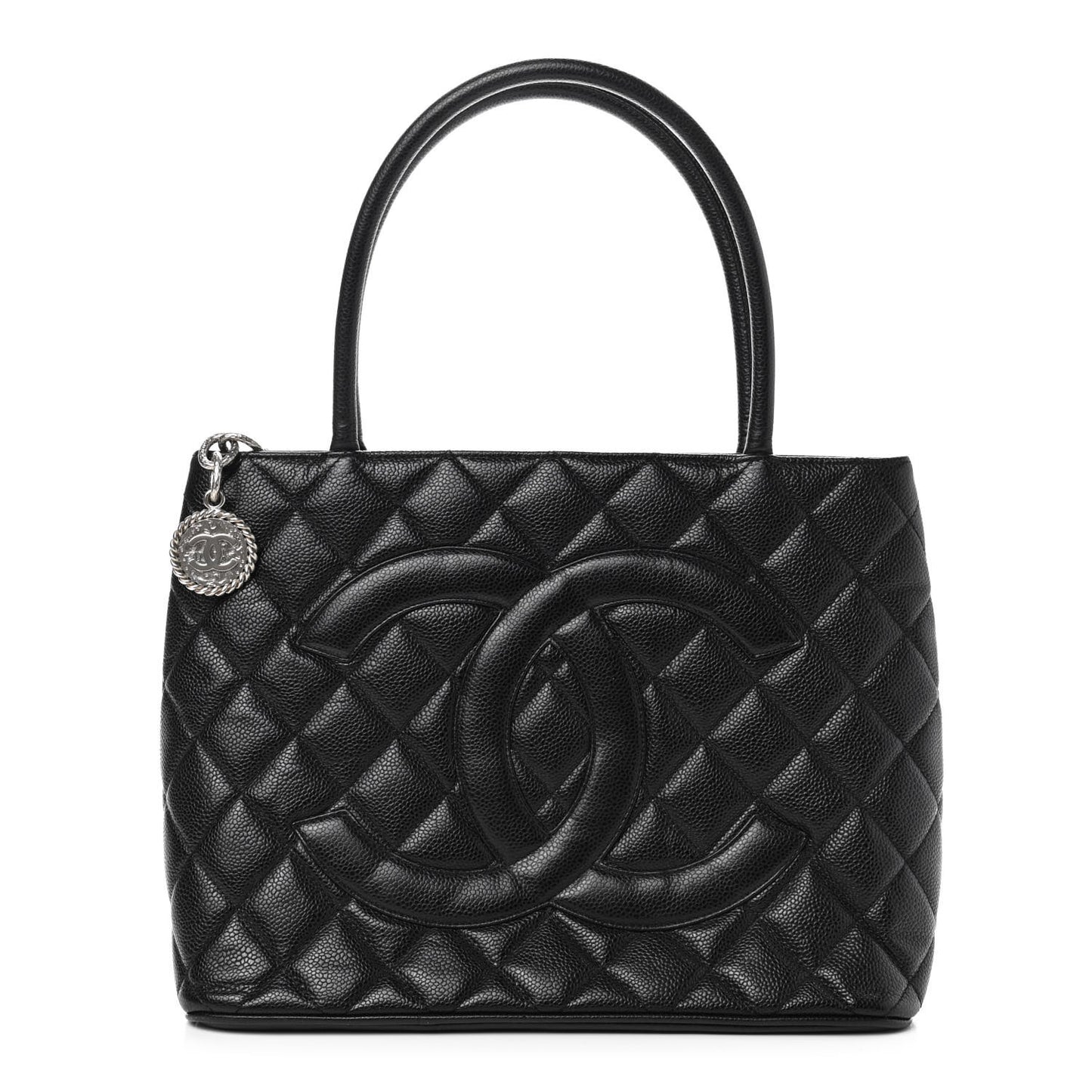 Caviar Quilted Medallion Tote Black