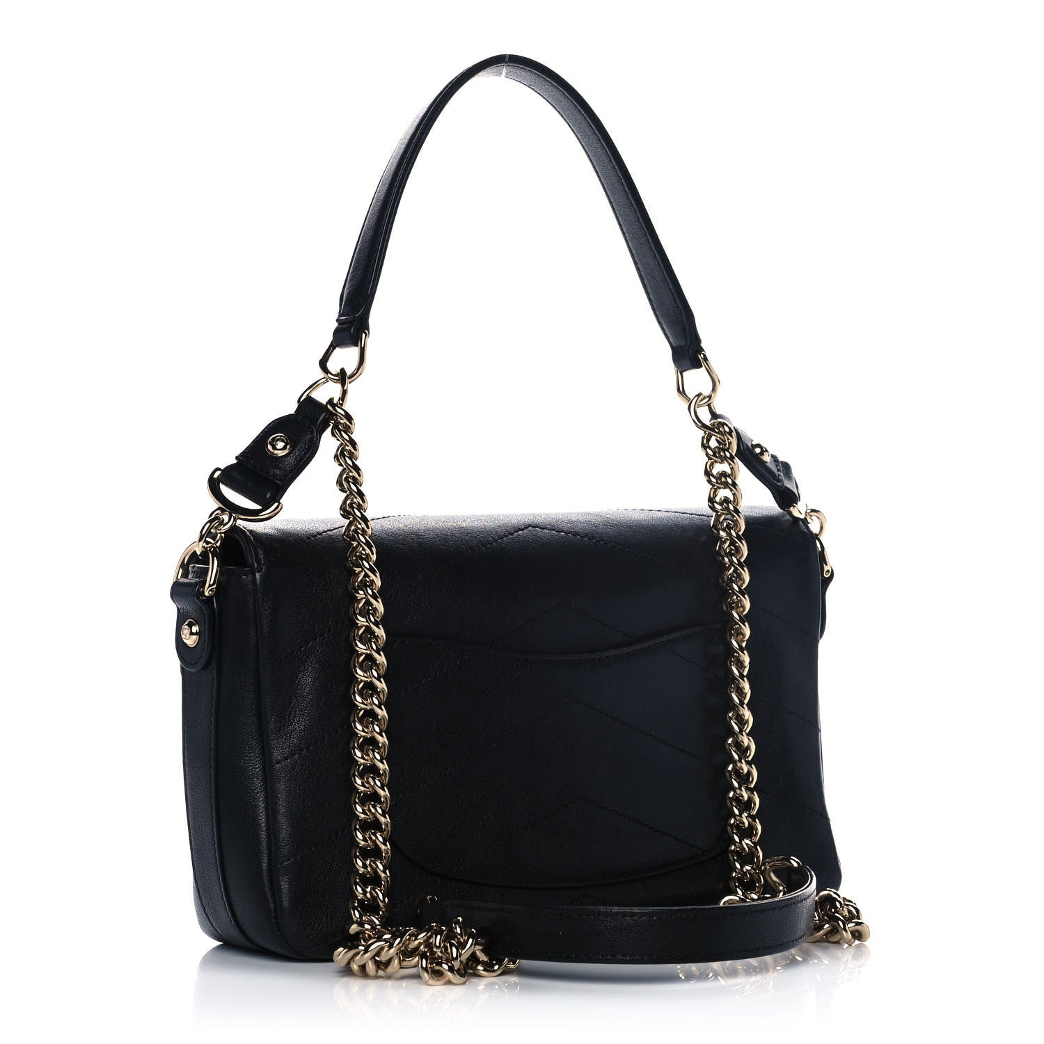 Chanel Sheepskin Chevron Quilted Mini Double Chevron Flap Black 2 of 13