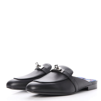 Hermes Goatskin Oz Mules 37 Black 3 of 8