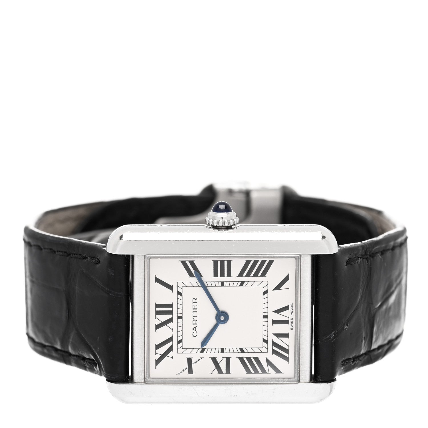 Cartier Stainless Steel Alligator 24mm Tank Solo Quartz Watch 2 of 5