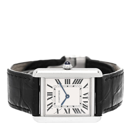 Cartier Stainless Steel Alligator 24mm Tank Solo Quartz Watch 2 of 5