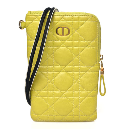 Christian Dior Supple Calfskin Cannage Caro Multifunctional Pouch Lime 1 of 9