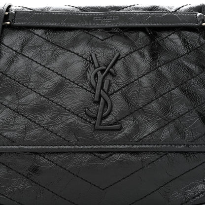 Saint Laurent Crinkled Calfskin Matelasse Monogram Medium Niki Chain Satchel Black 8 of 10