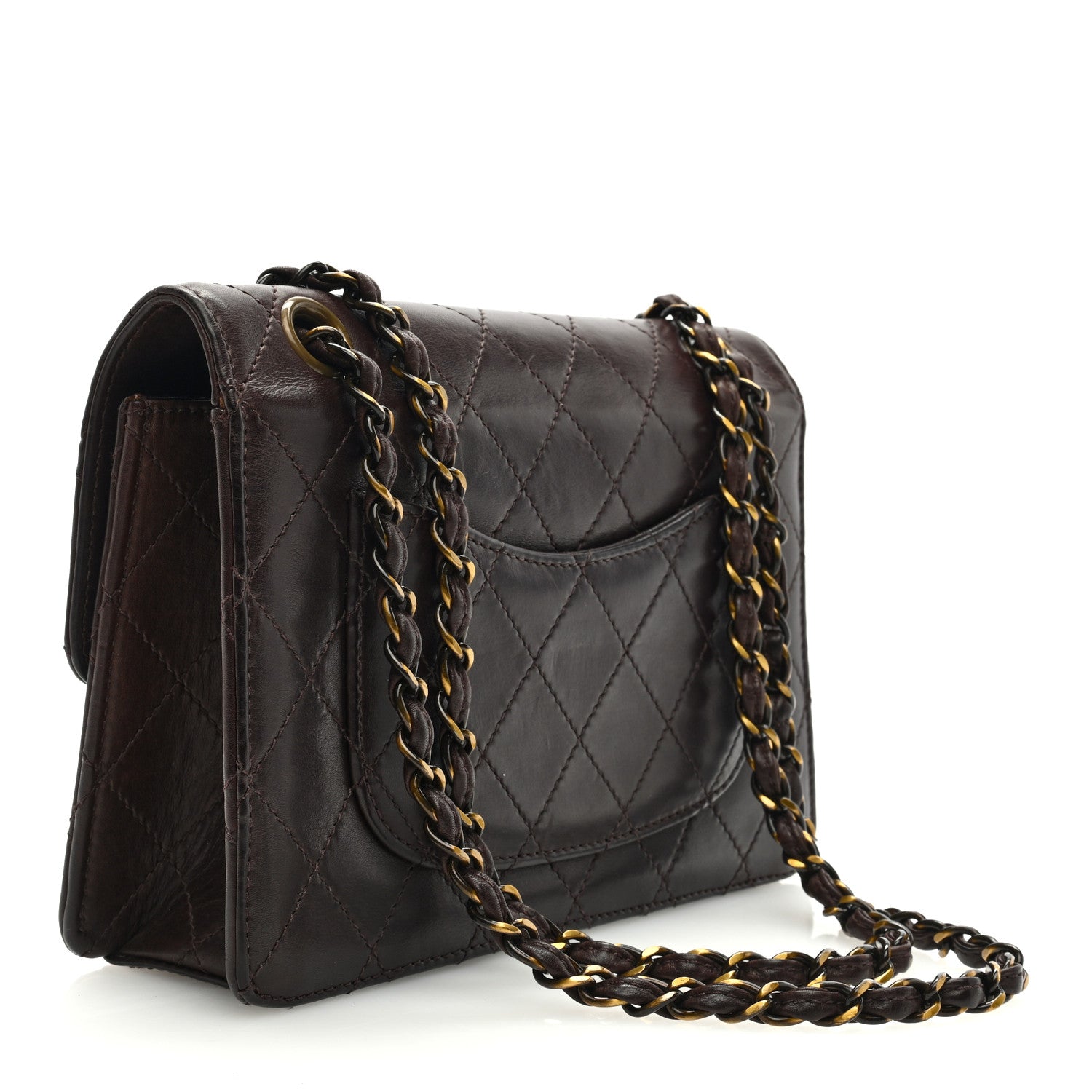 Chanel Lambskin Quilted Small Single Flap Dark Brown 3 of 9