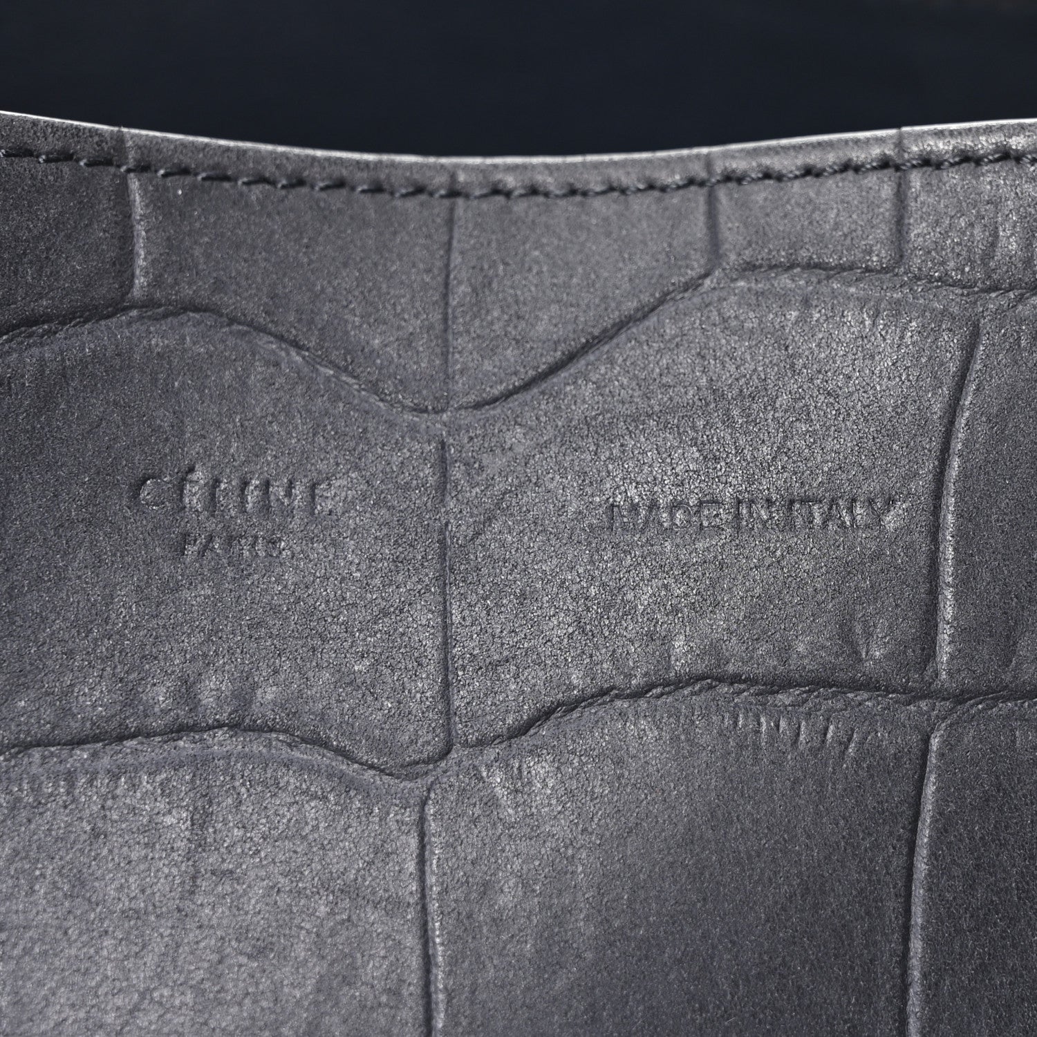 Celine Crocodile Embossed Nubuck Small Belt Cabas Phantom Navy Blue 8 of 11