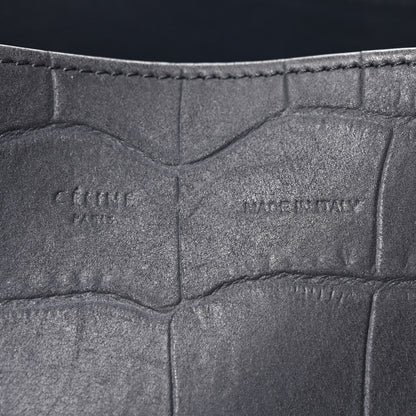 Celine Crocodile Embossed Nubuck Small Belt Cabas Phantom Navy Blue 8 of 11