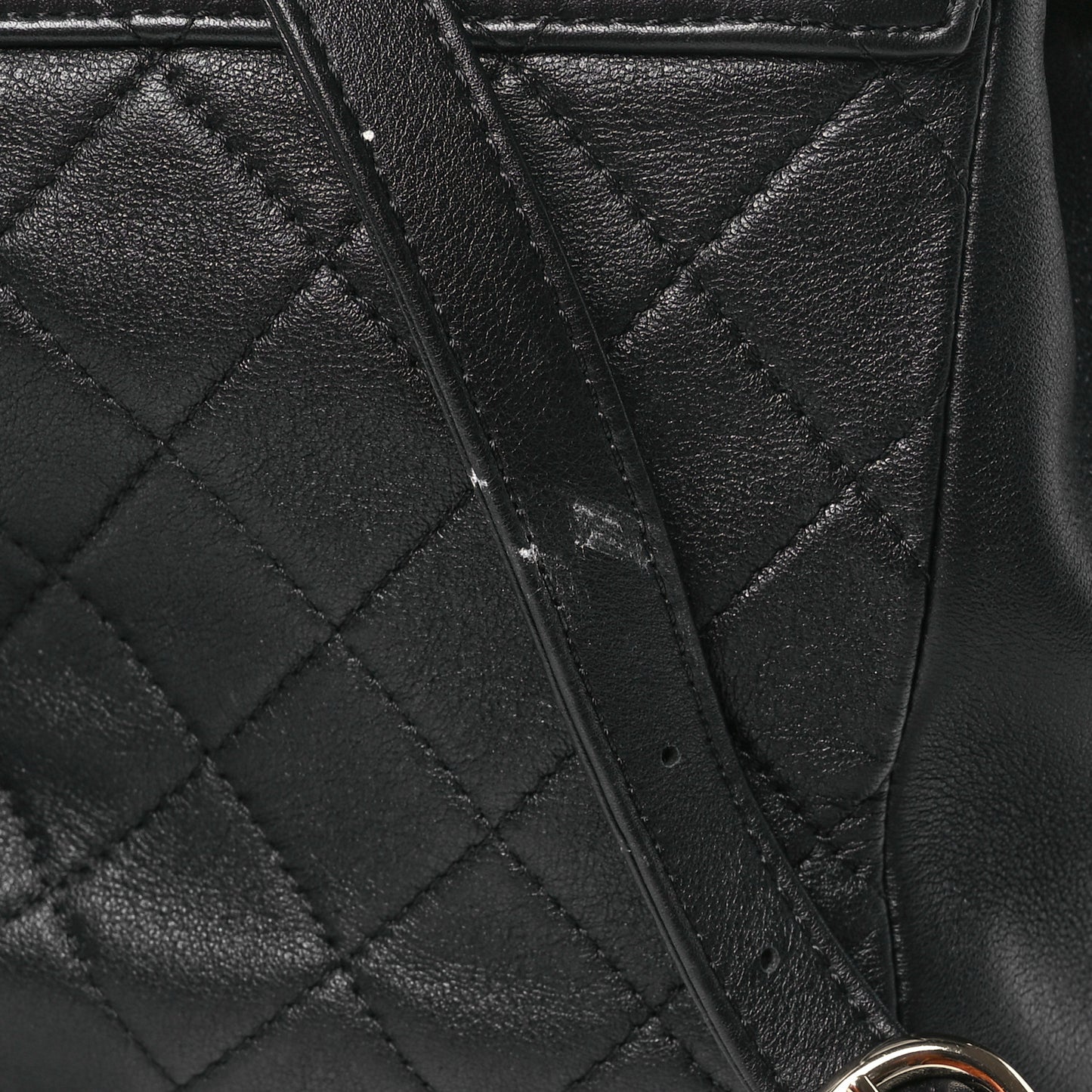 Lambskin Quilted Small Duma Drawstring Backpack Black