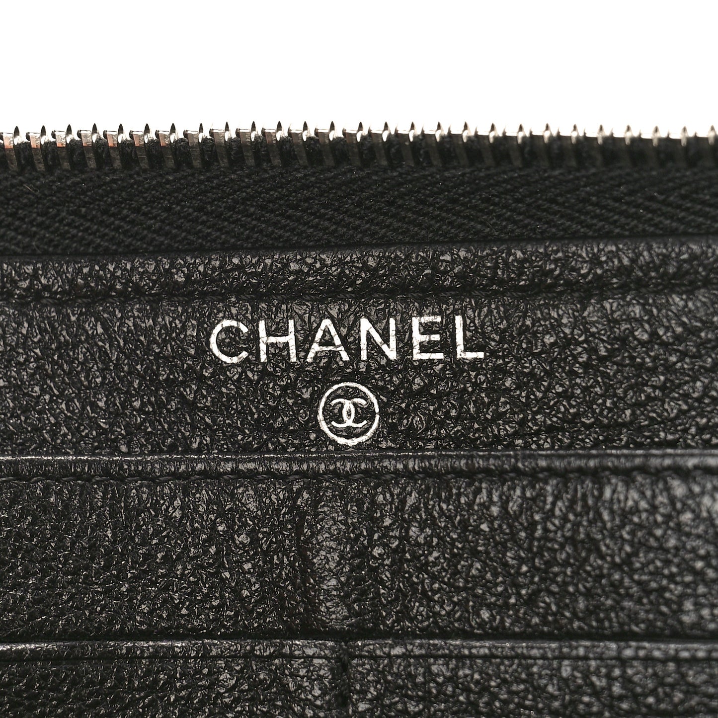 Perforated Lambskin Quilted Zip Around Wallet Black