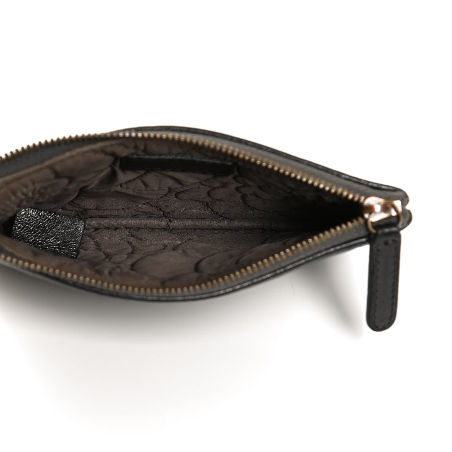 Chanel Lambskin Camellia Embossed Cosmetic Pouch Grey 5 of 10