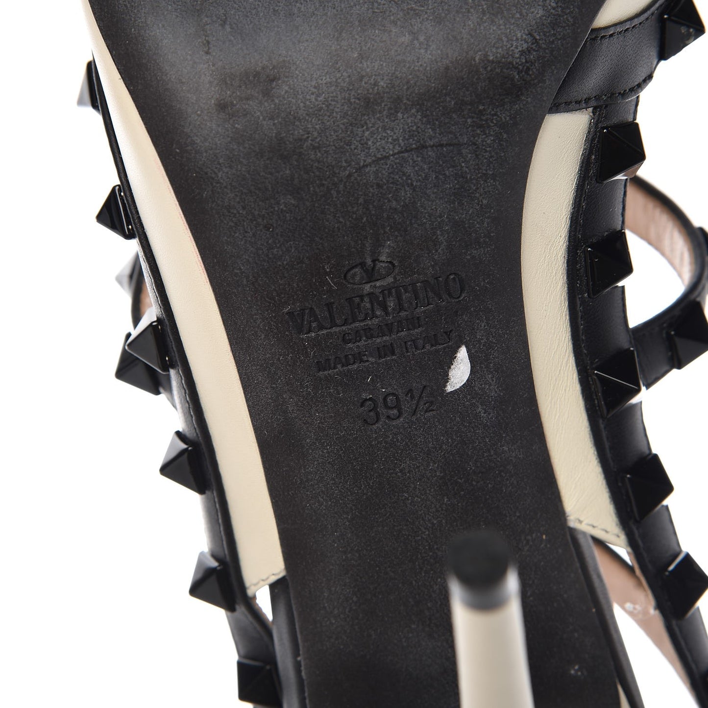 Nappa Rockstud Ankle Strap 100mm Pumps 39.5 Light Ivory Black