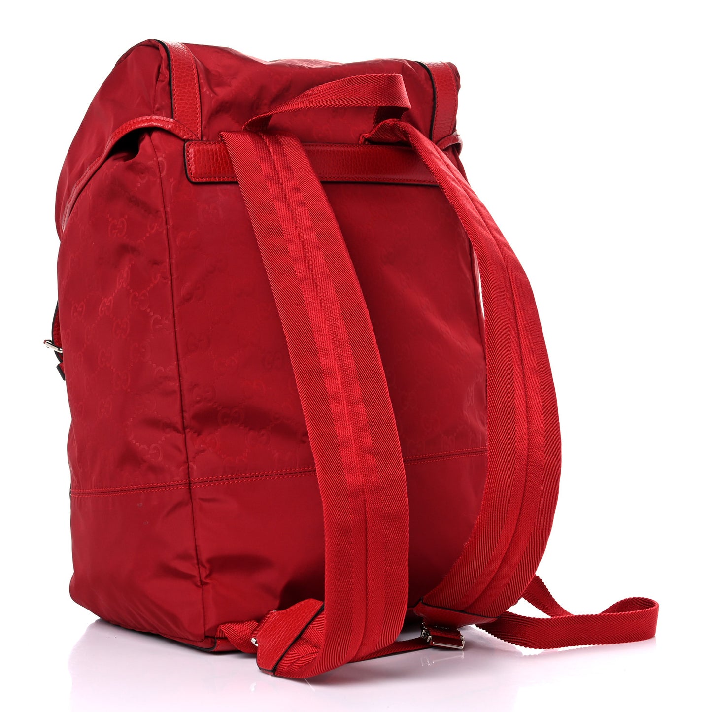 Nylon Monogram Dollar Calfskin Medium Light Double Buckle Backpack Vibrant Red