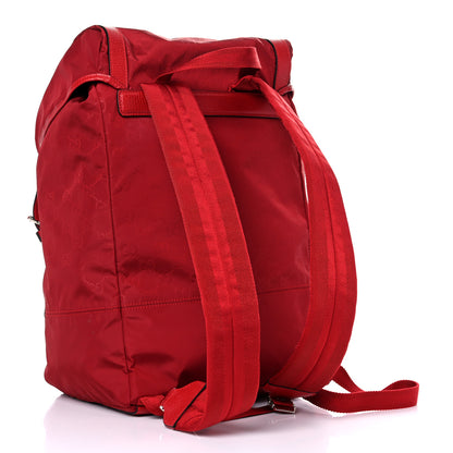 Gucci Nylon Monogram Dollar Calfskin Medium Light Double Buckle Backpack Vibrant Red 3 of 10
