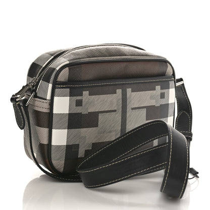 Burberry E-Canvas Calfskin Geometric Check Paddy Messenger Dark Birch Brown White 2 of 8