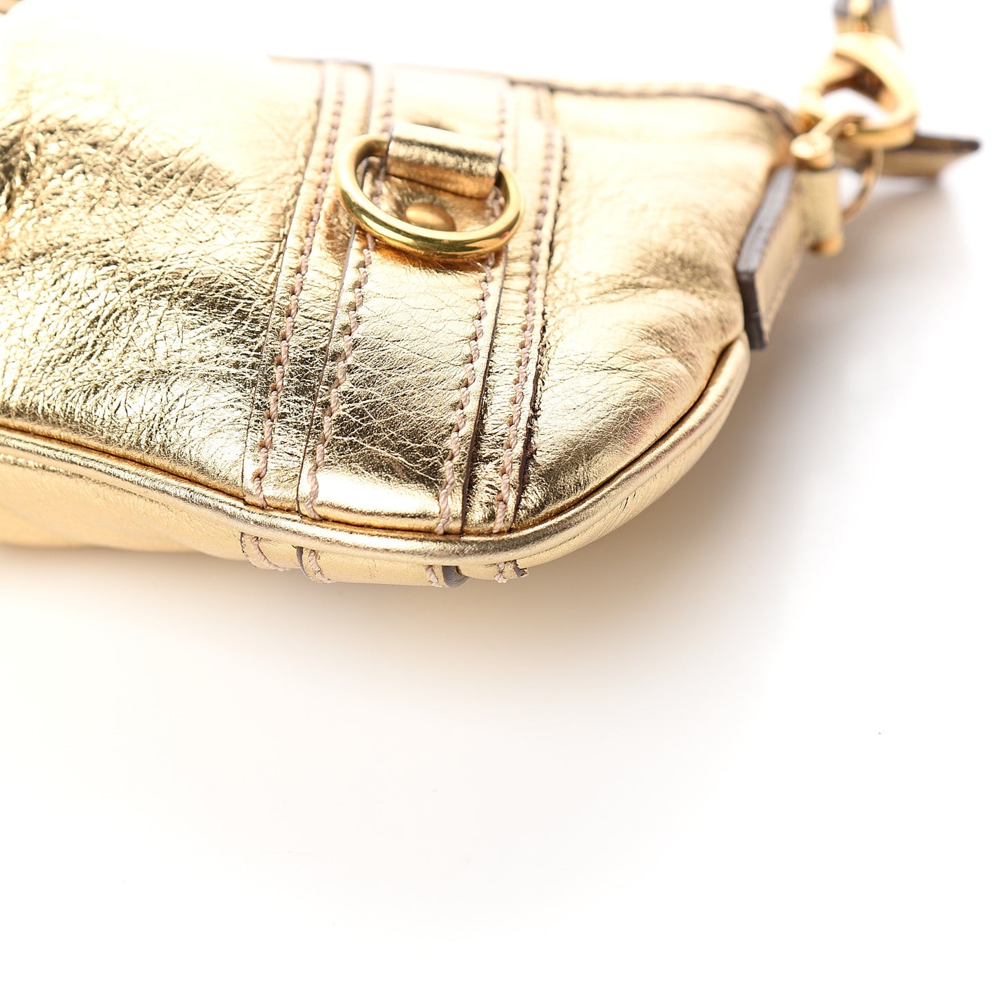 Metallic Calfskin Shoulder Bag Gold