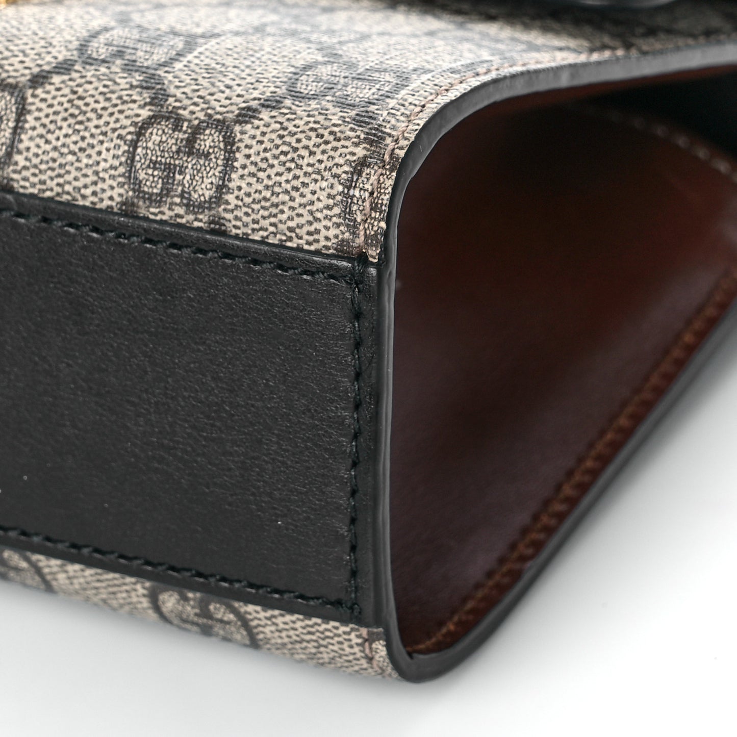 GG Supreme Monogram Calfskin Small Padlock Shoulder Bag Beige Black Cuir
