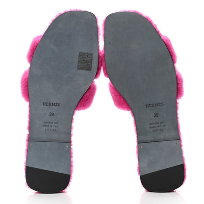 Hermes Woolskin Oran Sandals 39 Rose Fuchsia 4 of 4