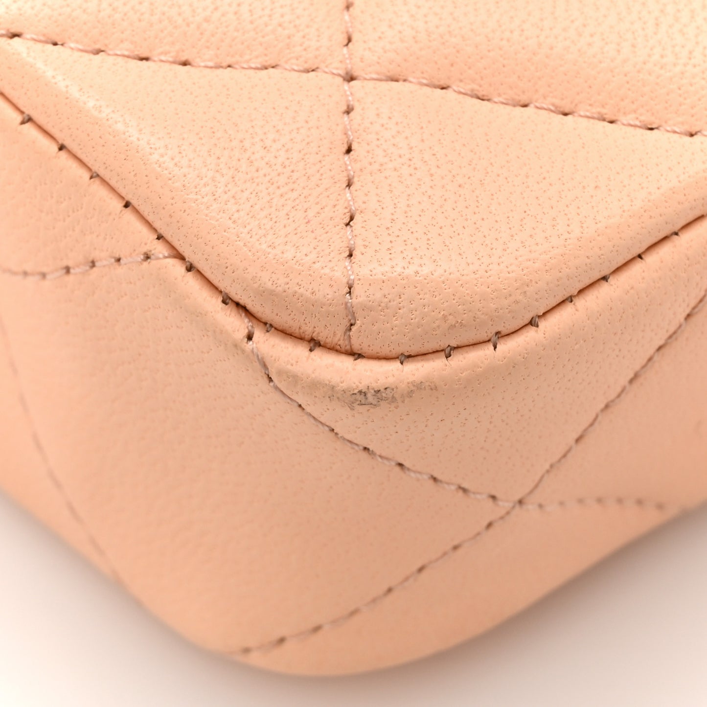 Lambskin Quilted Tiny Shopping Clutch With Chain Light Beige