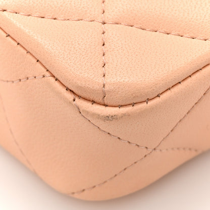 Chanel Lambskin Quilted Tiny Shopping Clutch With Chain Light Beige 11 of 15