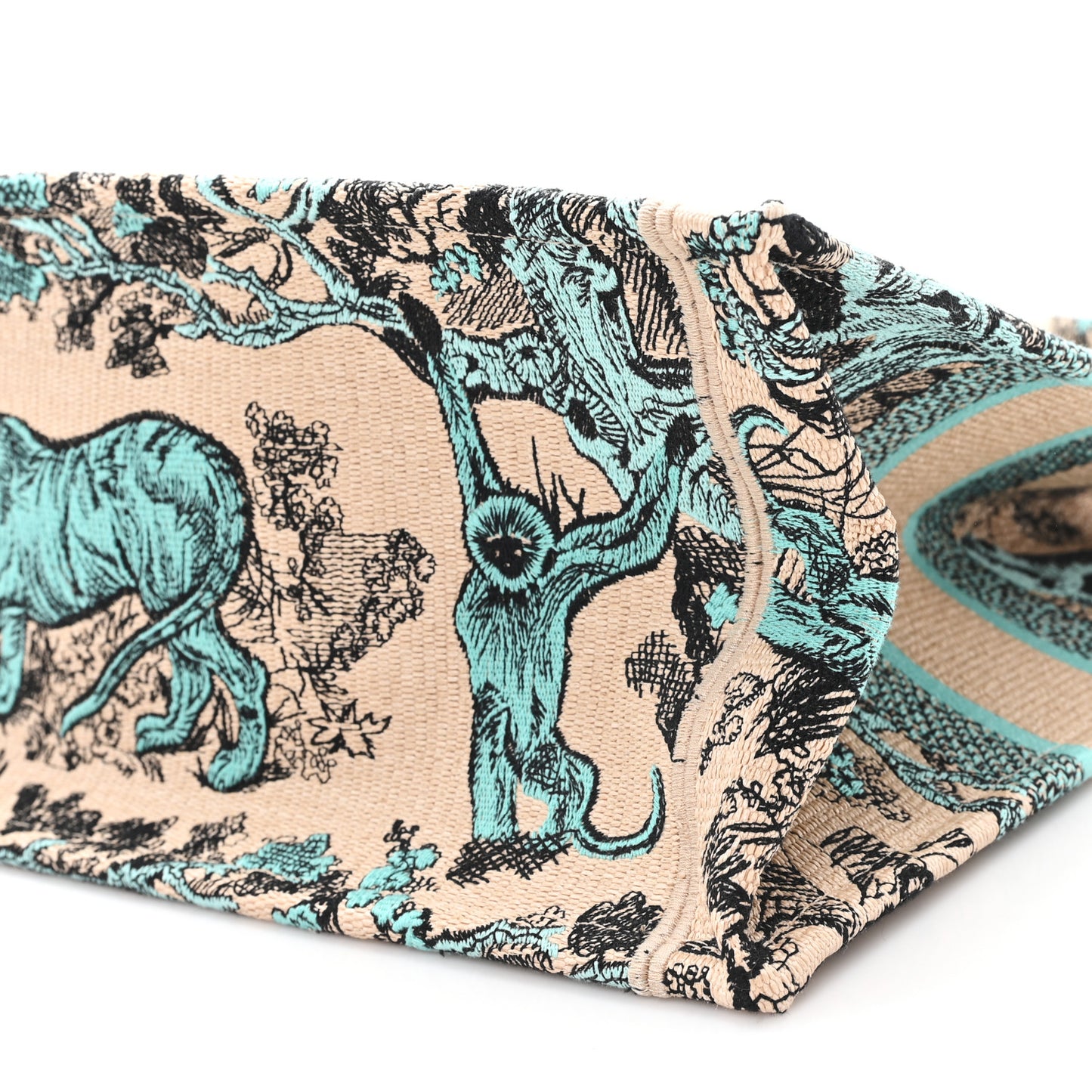 Raffia Embroidered Dioriviera Medium Book Tote Aquamarina