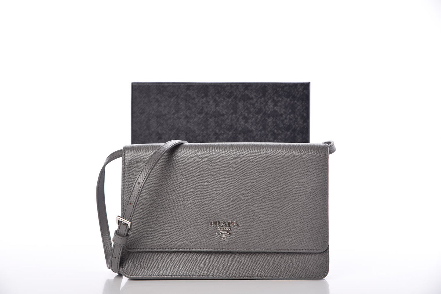 Saffiano Metal Flap Wallet With Strap Marmo